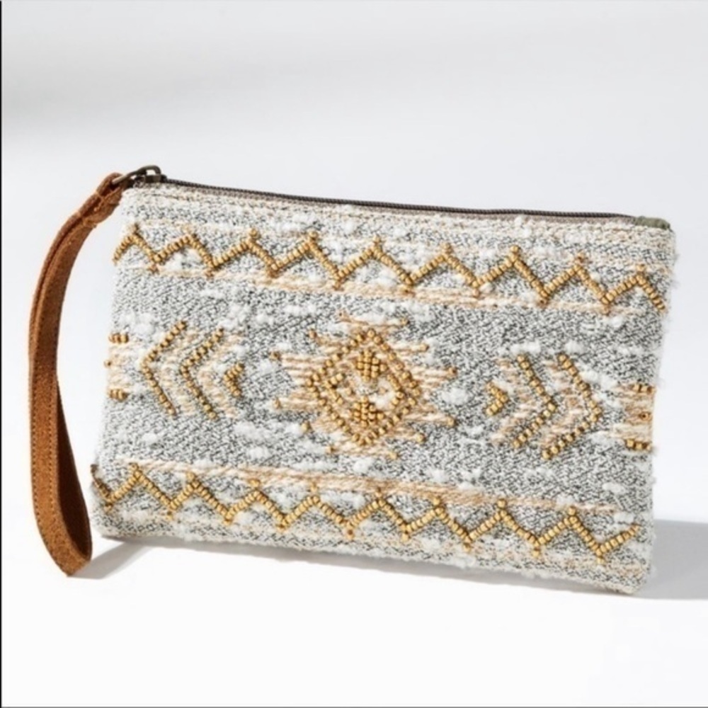 Boho Beaded Handmade Diamond Patterned Wristlet Clutch